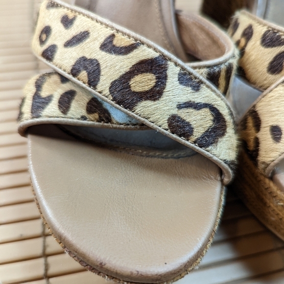 Ugg Jazmine Calf Hair Leopard Tooled Jute Platform sandals women sz 8. 317pmTh - Picture 8 of 10